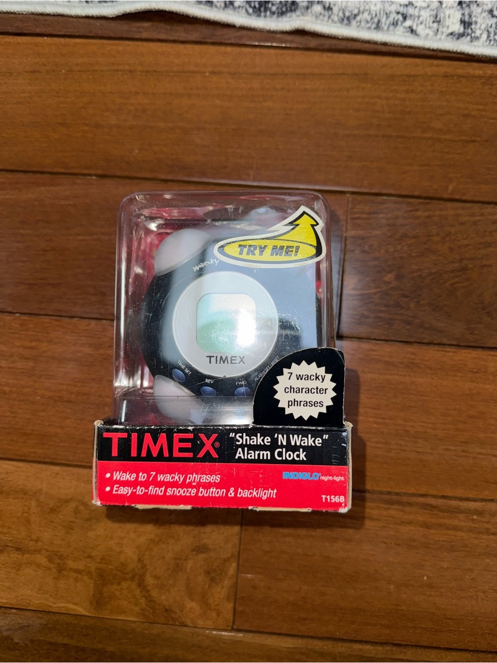 Timex Black and Red Shake 'N Wake Alarm Clock Box
